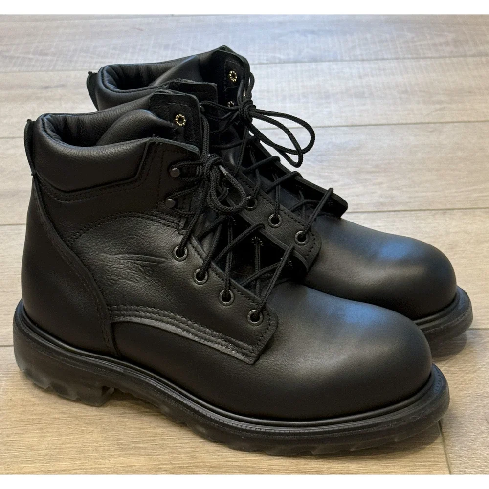 RED WING 607 BLACK 6-INCH SOFT TOE SLIP RESISTANT SUPER SOLE 2.0 WORK BOOTS 10